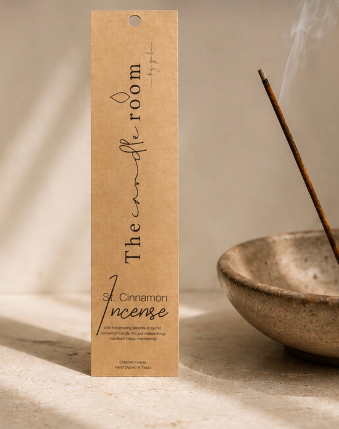 St. Cinnamon charcoal incense, alternate angle